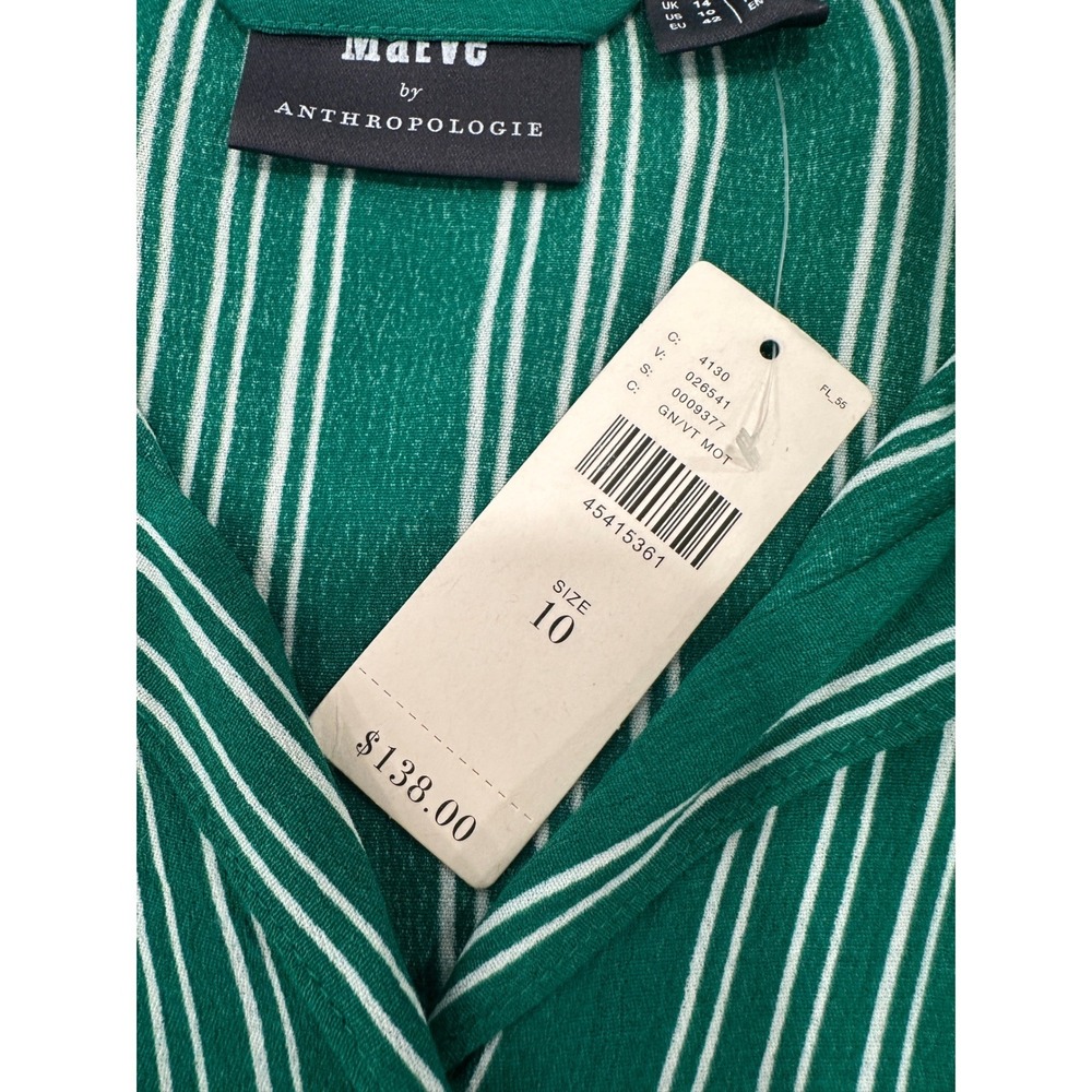 NWT Anthropologie Maeve Martina Belted Shirt Dress Sz 10 Green Striped Coastal - Picture 6 of 16